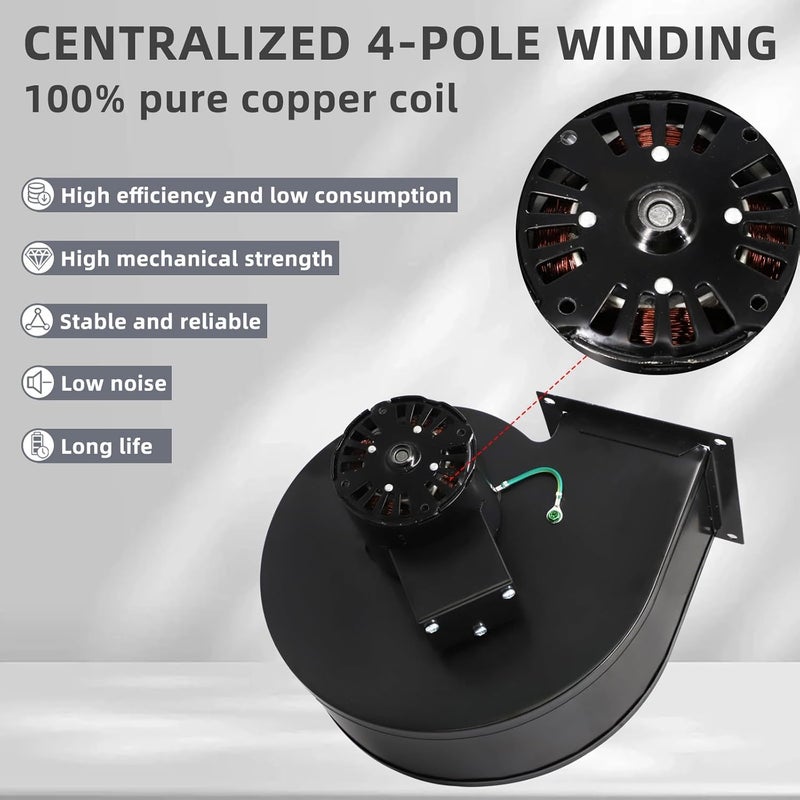 Criditpid PU-4C447 Draft Inducer Blower Motor Replaces for Dayton 1TDR3, 1TDR3A, 4C447, PU-4C447, B45227, Centrifugal Blower for Englander 25-PDV 25-PI 55-SHP22 55-SHP20 Pellet Stove Blower. - Image 5